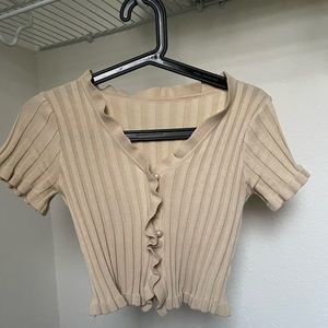 Korean Style Button Down Crop Top